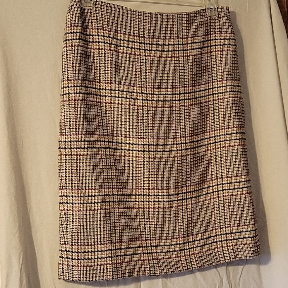 Talbots size 10 Glen Plaid wool blend pencil skirt